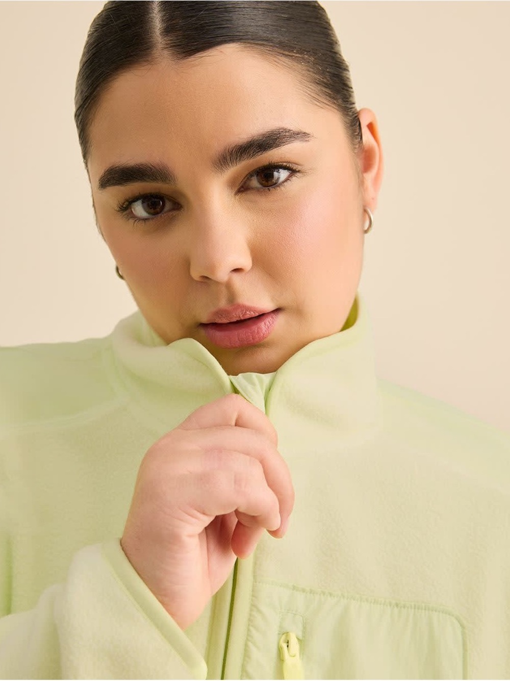 Polar Fleece Mock-Neck Jacket - Active Zone Lime Cream - Picture 5 of 5